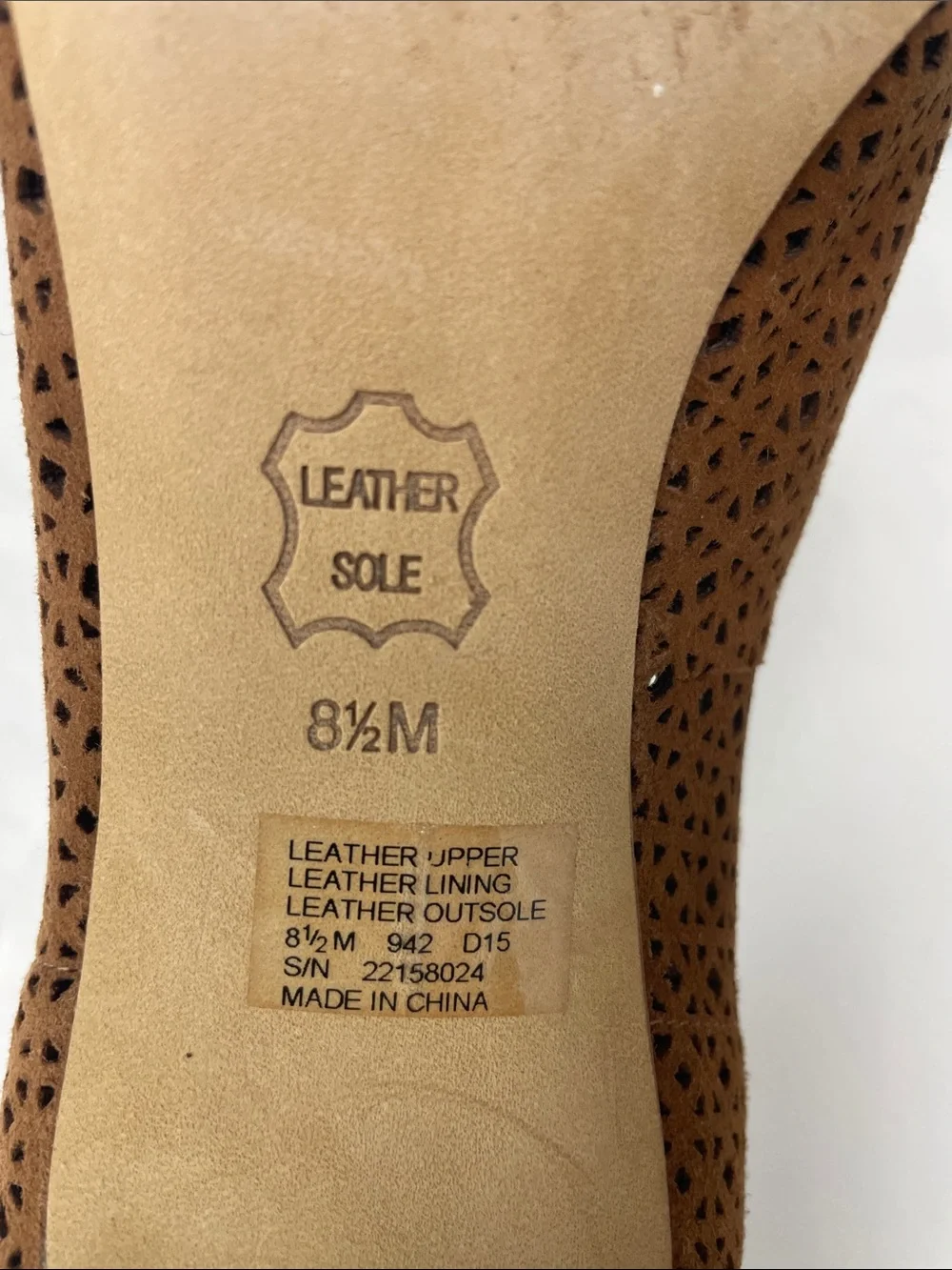 Tory Burch Tan Laser-Cut Peep-Toe Pumps, Size 8.5